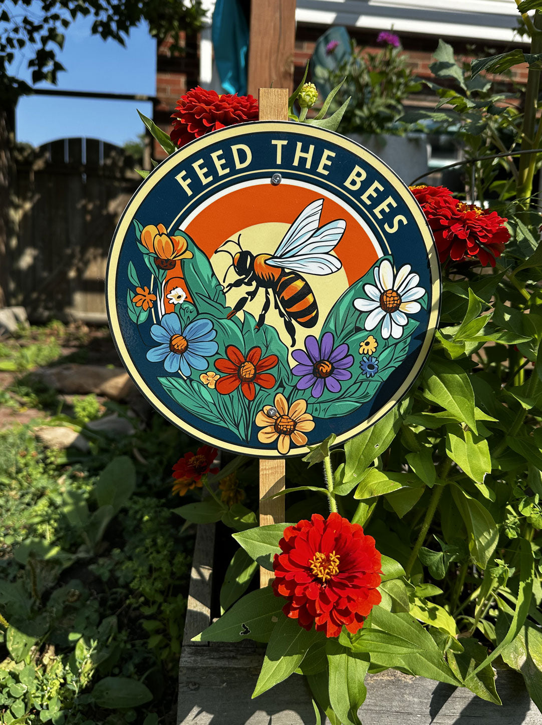 Feed the Bees — Garden Sign for Pollinator Gardens & Wildflower Spaces