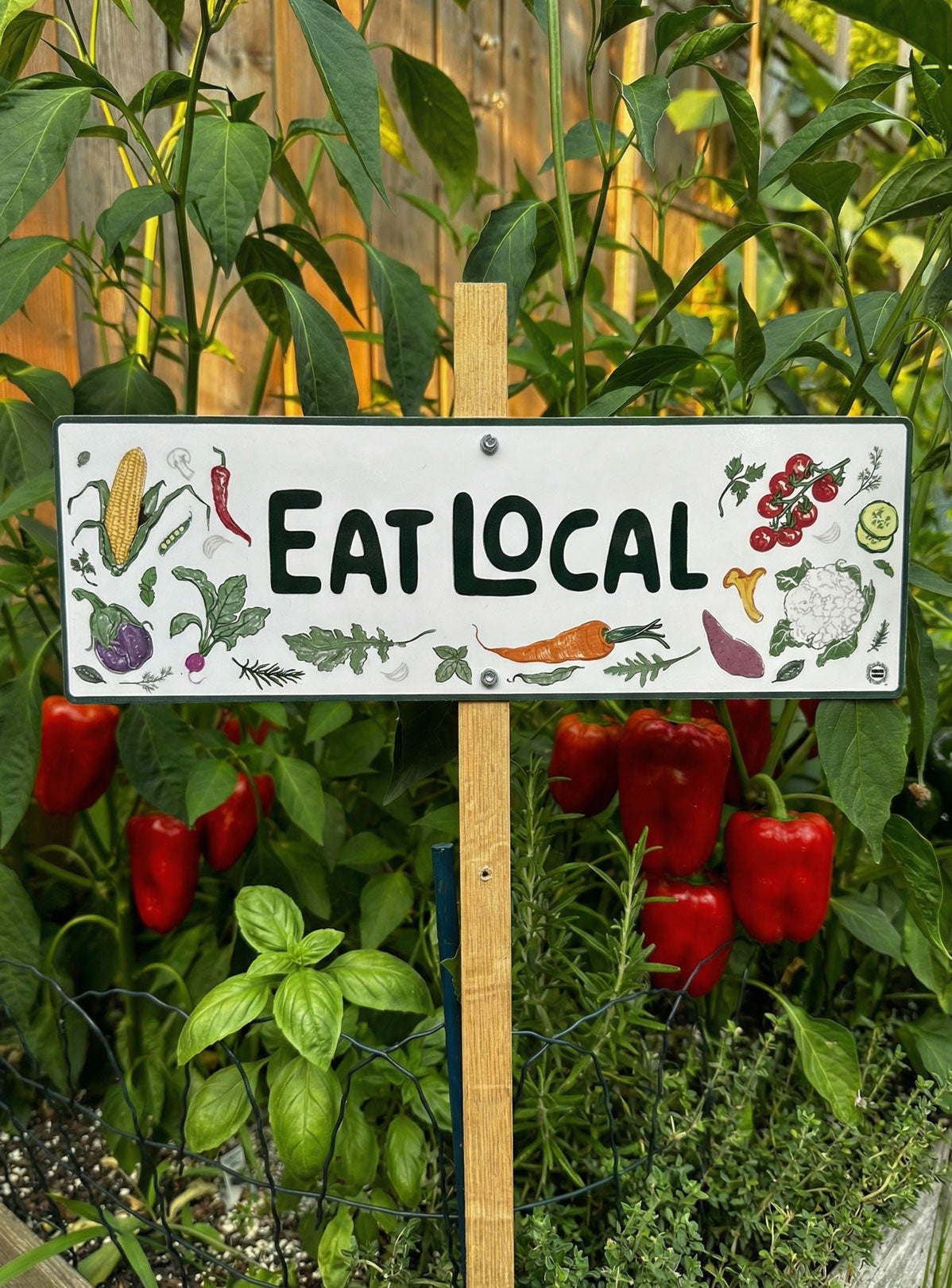 Eat Local — Garden Sign for Homegrown Spaces & Edible Gardens