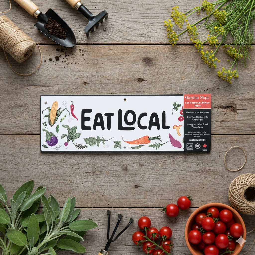 Eat Local — Garden Sign for Homegrown Spaces & Edible Gardens